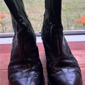 Barneys New York Glossy Black Ankle Booties